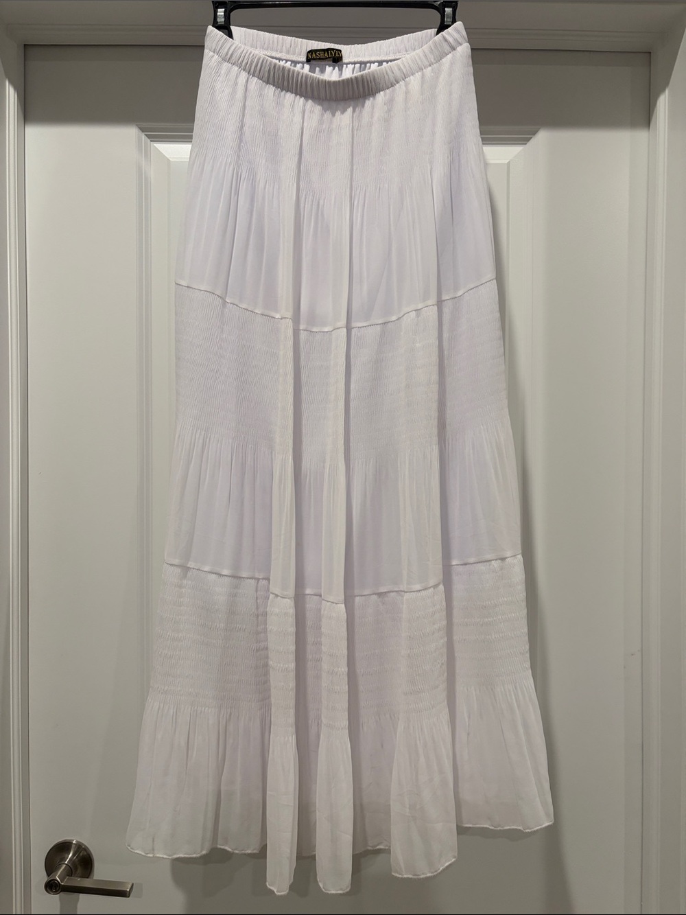 Tiered White Maxi Skirt with Elastic Waist
